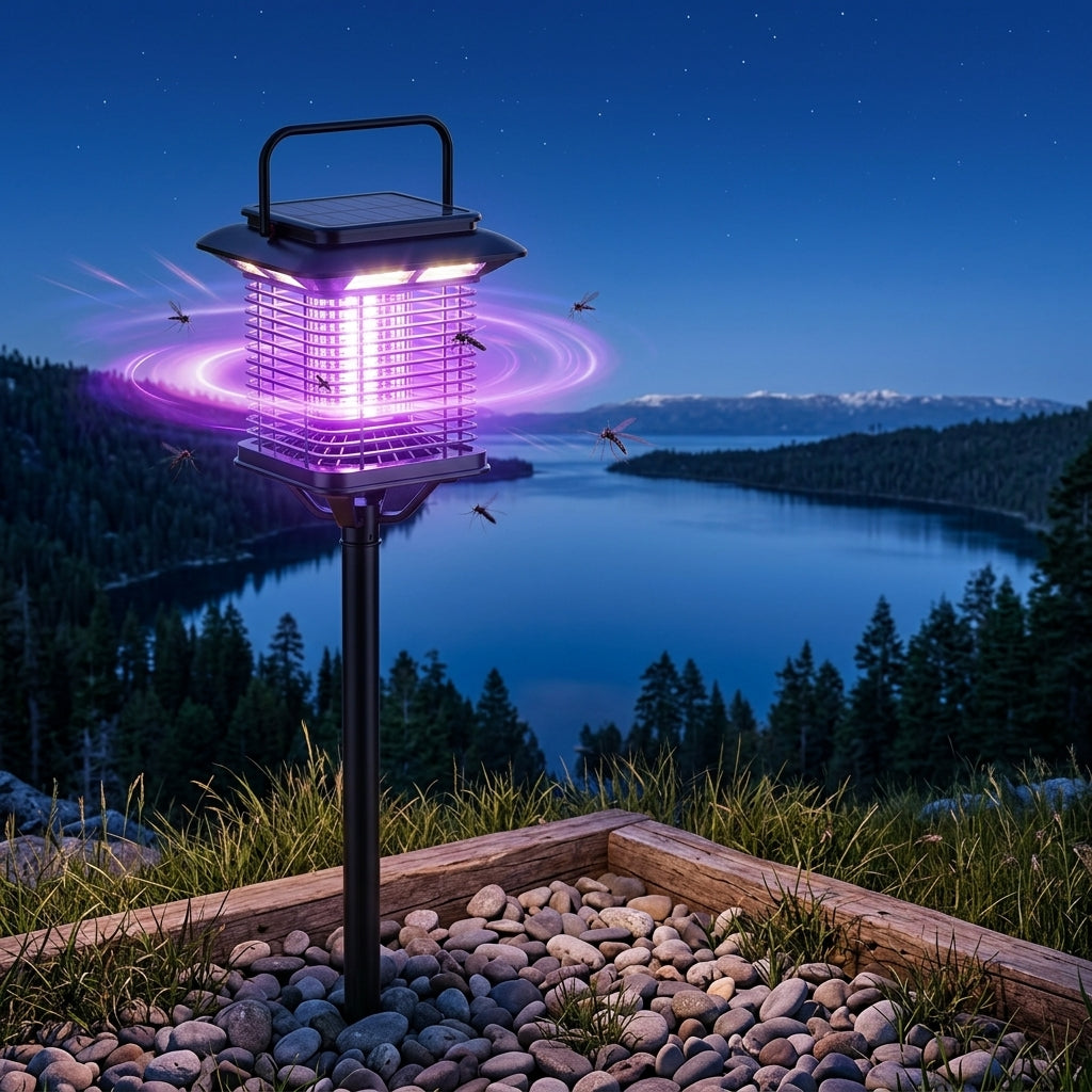 Waterproof Solar Bug Zapper Outdoor Garden Lawn Insect Killer Light
