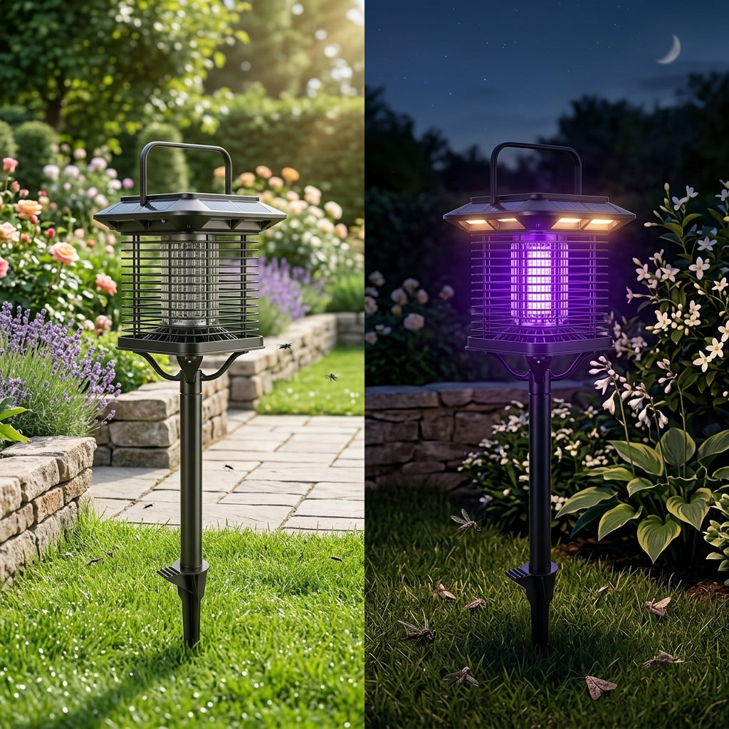Waterproof Solar Bug Zapper Outdoor Garden Lawn Insect Killer Light